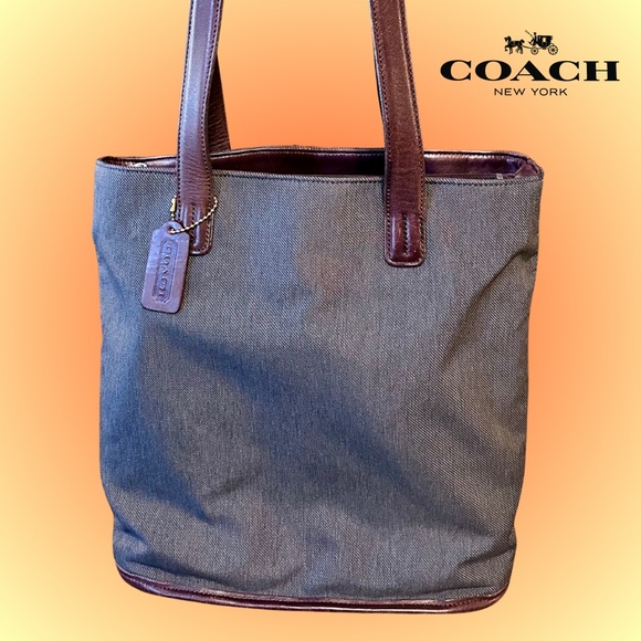 Vintage Coach Greenwich Twill Shoulder Bag - Picture 1 of 9